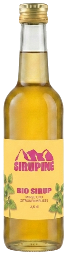 Glasflasche Sirupine Pfefferminze und Zitronenmelisse
